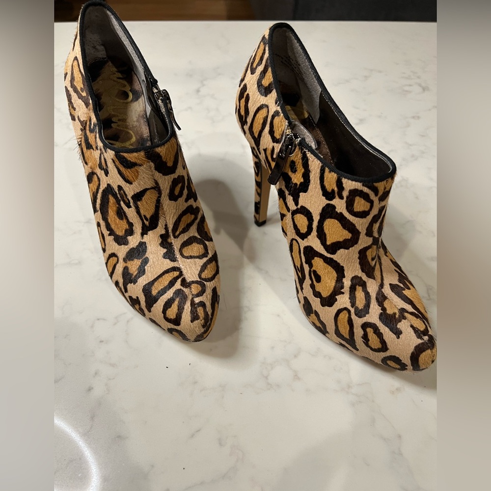 Sam Edelman Leopard Print with side zip heels